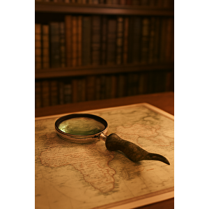 Pi̇ri̇nç Boynuz Saplı Büyüteç, Si̇yah, 30x13 cm