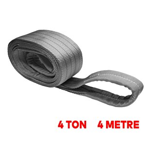 Sapan Polyester Spanzet 4 Ton 4 Metre Gri Sağlam Yük Kaldırma Taşıma İndirme Halat