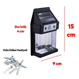Sensörlü Güneş Enerjili Dış Aydınlatma Yeni Nesil Ampül Sarı Işıklı Aplik 5 W Portatif Fener Lamba