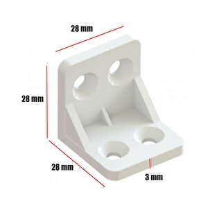 Mobilya Dolap Köşe Bağlantı Sabitleme L Gönye 28x28x28 Mm Beyaz (10 Adet)