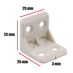 Mobilya Dolap Köşe Bağlantı Sabitleme L Gönye 25x25x25 Mm Krem (10 Adet)