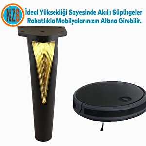 Mobilya Yükseltci Kanepe Sehpa Tv Ünitesi Koltuk Ayağı Baza Ayakları Siyah Altın 16 Cm