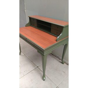 Çalışma Masa St 90140 Klasik Model Kayın Aslan Ayak Kütüphane Parlak Ceviz Yeşil Uyum