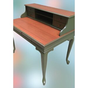 Çalışma Masa St 90140 Klasik Model Kayın Aslan Ayak Kütüphane Parlak Ceviz Yeşil Uyum