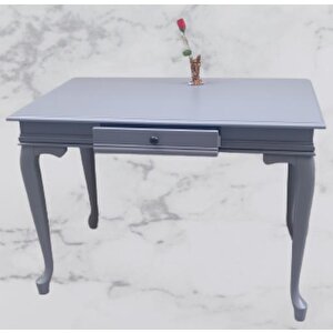 Çalışma Masa St 90139 Model Kayın Aslan Ayak Çekmec Parlak Lake Gri Renk El Yapım