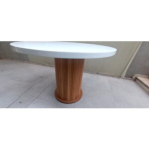 Masa 90166 St Anıt Model Parlak Beyaz Lake Ceviz Boya Kayın El Yapım