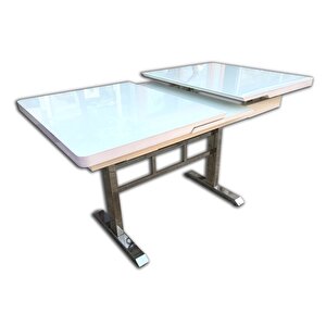 Masa 13778 Ayak Japon Model Metal Nikelaj Dikdörtgn Kelebek Yan Açıl Temper Cam