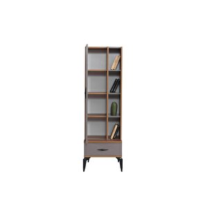 Defne Ahşap Kapaklı Raflı Çekmeceli Kitaplık 50x45x165
