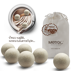 Metsgo ( 6 Adet ) Yün Kurutma Topu - Doğal Yumuşatıcı - Kırışık Giderici - Kurutma Makinesi Için