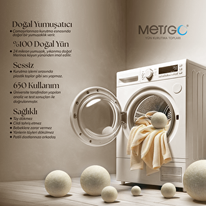 Metsgo ( 6 Adet ) Yün Kurutma Topu - Doğal Yumuşatıcı - Kırışık Giderici - Kurutma Makinesi Için