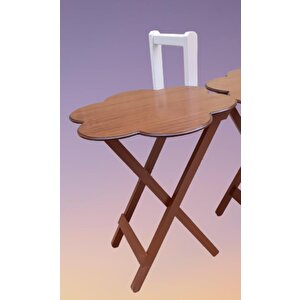 Çanta Zigon 90103 Sehpa Papatya Model 2li Takım Ahşap Mdf Ceviz Renk Uyum El Yapı