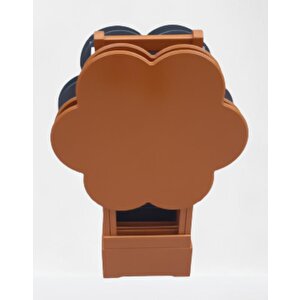 Çanta Zigon 90108 Sehpa Papatya Model Ahşap Mdf Gri Ve Hardal Renk Uyum El Yapım
