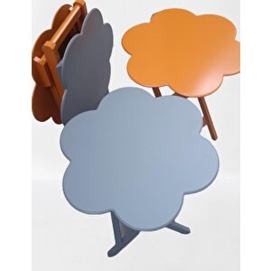 Çanta Zigon 90108 Sehpa Papatya Model Ahşap Mdf Gri Ve Hardal Renk Uyum El Yapım