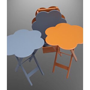 Çanta Zigon 90108 Sehpa Papatya Model Ahşap Mdf Gri Ve Hardal Renk Uyum El Yapım