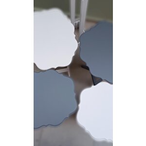 Çanta Zigon 90090 Sehpa Yonca Model Ahşap Mdf Beyaz Ve Gri Renk Uyum El Yapım