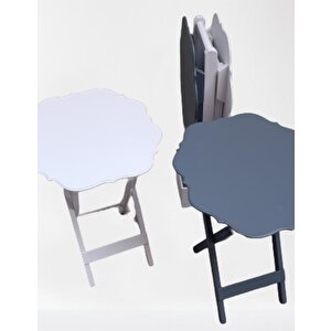 Çanta Zigon 90090 Sehpa Yonca Model Ahşap Mdf Beyaz Ve Gri Renk Uyum El Yapım