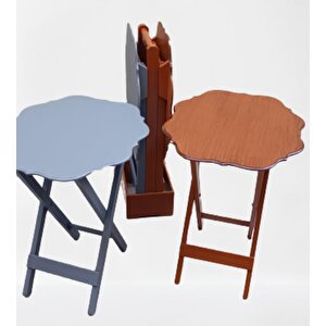 Çanta Zigon St 90089 Sehpa Yonca Model Ahşap Mdf Ceviz-gri Renk Uyum El Yapım