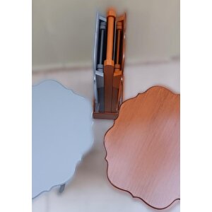 Çanta Zigon St 90089 Sehpa Yonca Model Ahşap Mdf Ceviz-gri Renk Uyum El Yapım