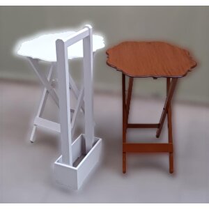 Çanta Zigon 90083 Yonca Model 2 Li Takım Ahşap Mdf Beyaz-ceviz Renk Uyum El Yapım