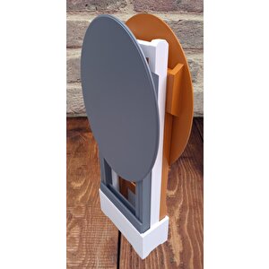 Çanta Zigon 90117 Sehpa Oval Model 2li Tk Ahşap Mdf Hardal-gri Renk Uyum El Yapım