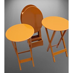 Çanta Zigon 90130 Sehpa Oval Dörtlü Model Ahşap Mdf Hardal Renk Uyum El Yapımı