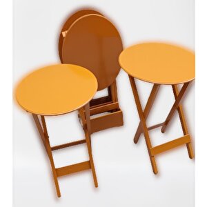 Çanta Zigon 90130 Sehpa Oval Dörtlü Model Ahşap Mdf Hardal Renk Uyum El Yapımı