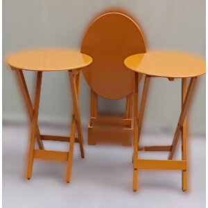 Çanta Zigon 90130 Sehpa Oval Dörtlü Model Ahşap Mdf Hardal Renk Uyum El Yapımı