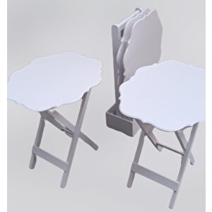 Çanta Zigon 90094 Sehpa Yonca Takım Model Ahşap Mdf Parlak Beyaz Lake Renk Elyapı