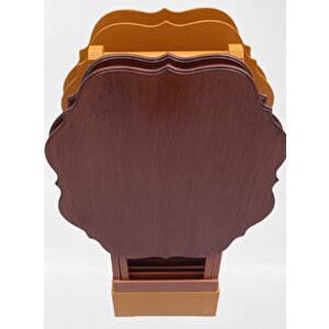 Çanta Zigon 90085 Sehpa Yonca Model Ahşap Mdf Ceviz Ve Hardal Renk Uyum El Yapım