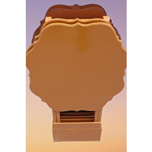 Çanta Zigon 90085 Sehpa Yonca Model Ahşap Mdf Ceviz Ve Hardal Renk Uyum El Yapım