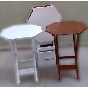 Çanta Zigon 90092 Sehpa Yonca Model Ahşap Mdf Ceviz Ve Beyaz Renk Uyum El Yapım