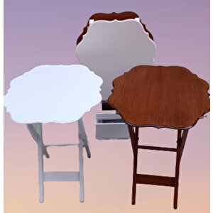Çanta Zigon 90092 Sehpa Yonca Model Ahşap Mdf Ceviz Ve Beyaz Renk Uyum El Yapım
