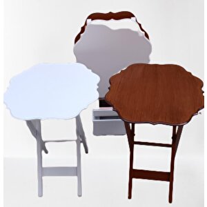 Çanta Zigon 90092 Sehpa Yonca Model Ahşap Mdf Ceviz Ve Beyaz Renk Uyum El Yapım