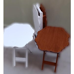 Çanta Zigon 90092 Sehpa Yonca Model Ahşap Mdf Ceviz Ve Beyaz Renk Uyum El Yapım