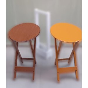 Çanta Zigon Sehpa 90118 Oval Model 2li Takım Mdf Hardal-ceviz Renk Uyum El Yapım