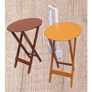 Çanta Zigon Sehpa 90118 Oval Model 2li Takım Mdf Hardal-ceviz Renk Uyum El Yapım