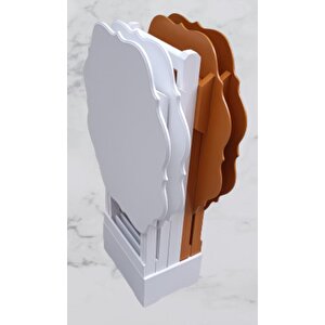 Çanta Zigon 90086 Yonca Dörtlü 90086 Ahşap Mdf Beyaz Ve Hardal Renk Uyum El Yapım