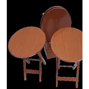 Çanta Zigon Oval 90135 Dörtlü Model Ahşap Mdf Parlak Ceviz Lake El Yapımı