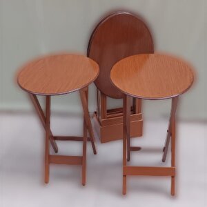 Çanta Zigon Oval 90135 Dörtlü Model Ahşap Mdf Parlak Ceviz Lake El Yapımı