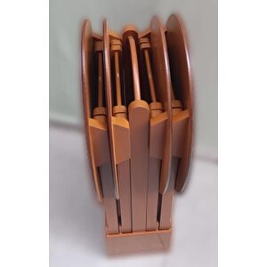 Çanta Zigon Oval 90135 Dörtlü Model Ahşap Mdf Parlak Ceviz Lake El Yapımı