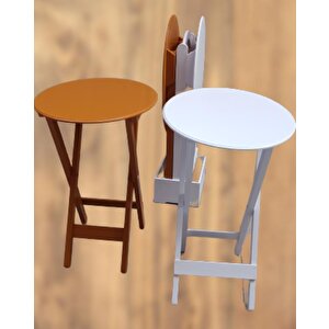 Çanta Zigon 90129 Sehpa Oval Dörtlü Ahşap Mdf Beyaz Ve Hardal  Renk Uyumu El Yapı