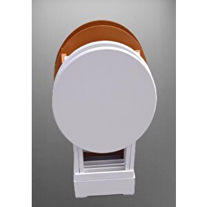 Çanta Zigon 90129 Sehpa Oval Dörtlü Ahşap Mdf Beyaz Ve Hardal  Renk Uyumu El Yapı