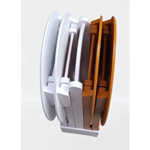 Çanta Zigon 90129 Sehpa Oval Dörtlü Ahşap Mdf Beyaz Ve Hardal  Renk Uyumu El Yapı