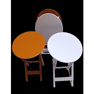 Çanta Zigon 90129 Sehpa Oval Dörtlü Ahşap Mdf Beyaz Ve Hardal  Renk Uyumu El Yapı