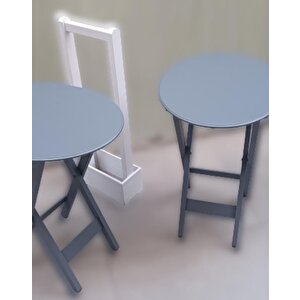 Çanta Zigon Sehpa 901200 Oval Model İkili Takım Ahşap Mdf Gri Renk Uyum El Yapımı
