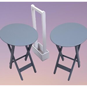 Çanta Zigon Sehpa 901200 Oval Model İkili Takım Ahşap Mdf Gri Renk Uyum El Yapımı