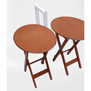 Çanta Zigon 90124 Sehpa Oval Model İkili Takım Ahşap Mdf Ceviz Renk Uyumu El Yapı