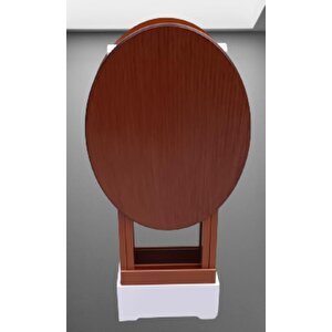 Çanta Zigon 90124 Sehpa Oval Model İkili Takım Ahşap Mdf Ceviz Renk Uyumu El Yapı