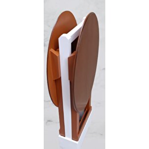 Çanta Zigon 90124 Sehpa Oval Model İkili Takım Ahşap Mdf Ceviz Renk Uyumu El Yapı