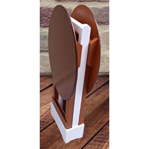 Çanta Zigon 90124 Sehpa Oval Model İkili Takım Ahşap Mdf Ceviz Renk Uyumu El Yapı